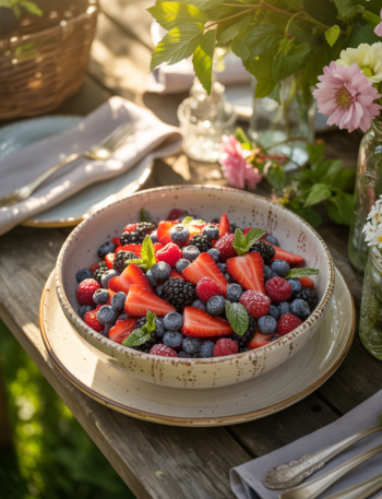 Summer Berry Salad With Candied Almonds & Goat Cheese