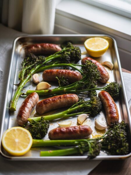 Roasted Broccolini And Sausage Sheet Pan Dinner