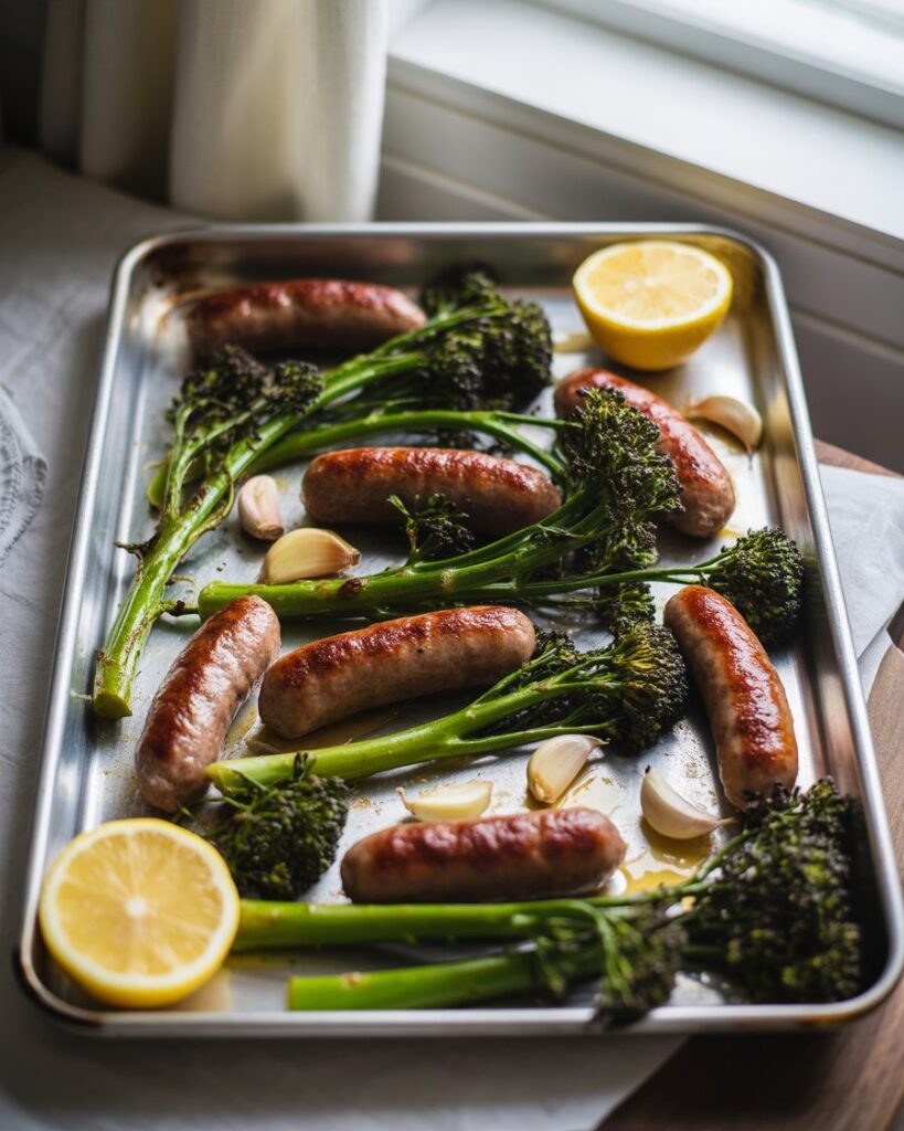 Roasted Broccolini And Sausage Sheet Pan Dinner