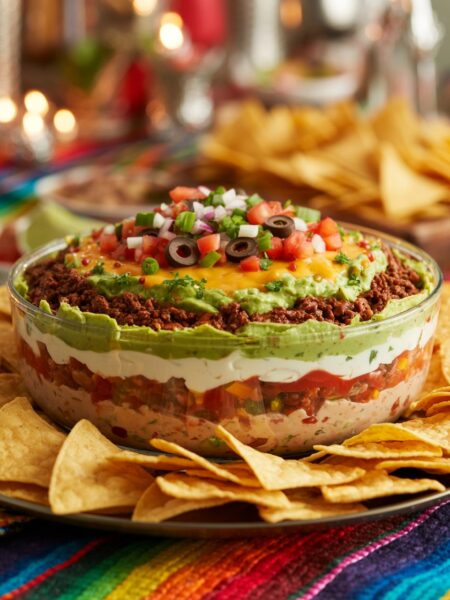 Taco Dip With Ground Beef (7 Layer)