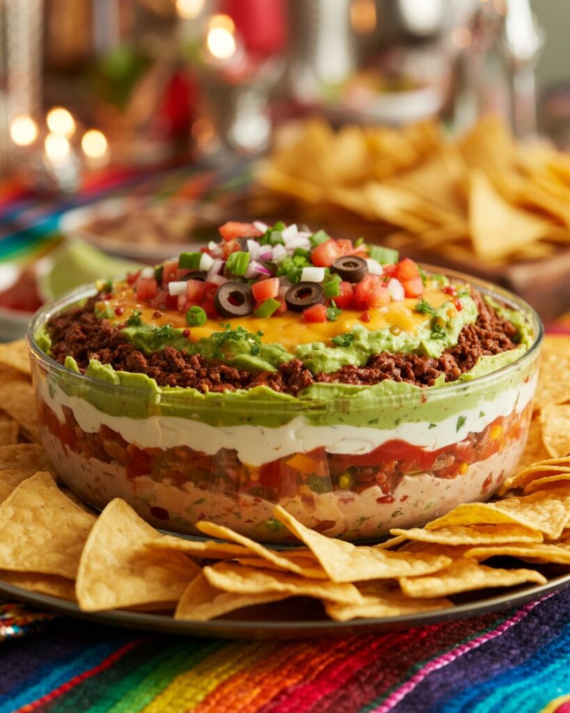 Taco Dip With Ground Beef (7 Layer)
