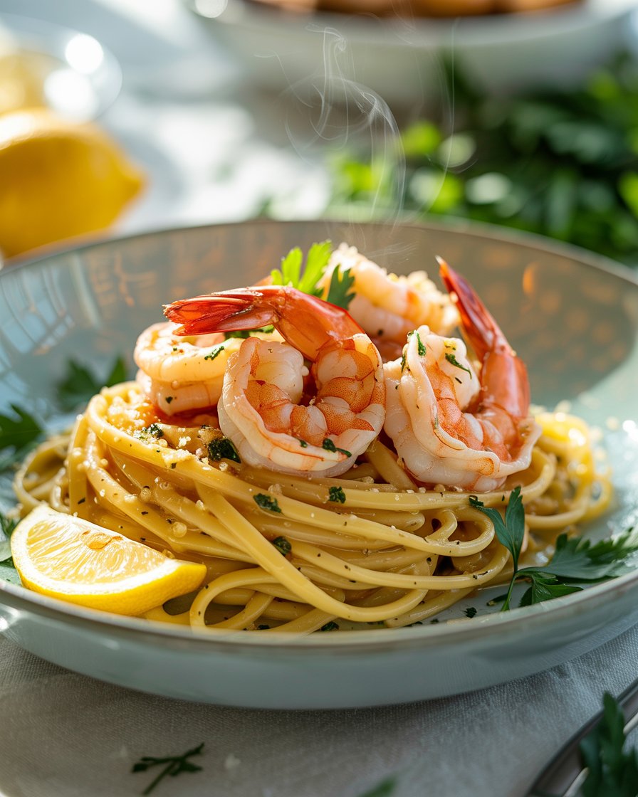 Lemon Garlic Parmesan Shrimp Pasta