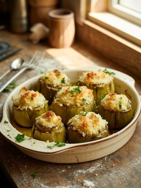 Baked Artichoke Hearts with Seasoned Breadcrumbs