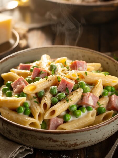 Creamy Ham and Pea Pasta