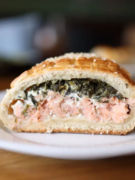 Baked Salmon Satueed Spinach