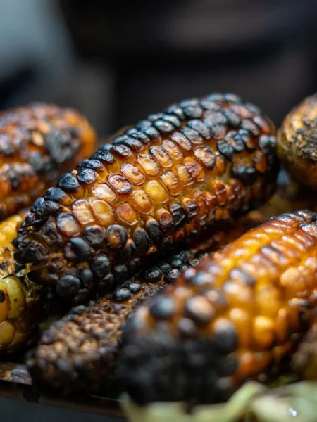 blackened corn recipe with charred sweet kernels in a cast iron skillet topped with cilantro and butter