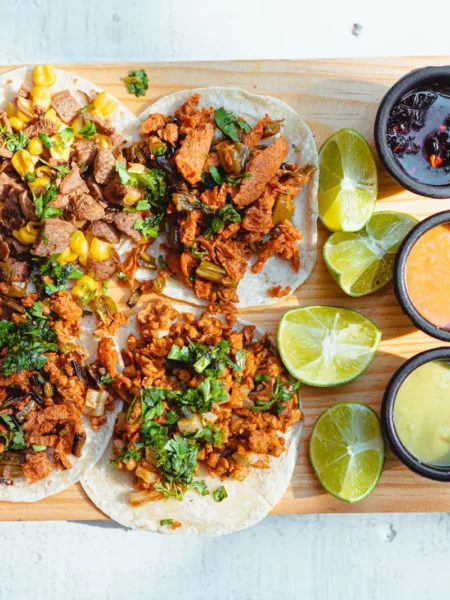family taco night recipe with all the toppings