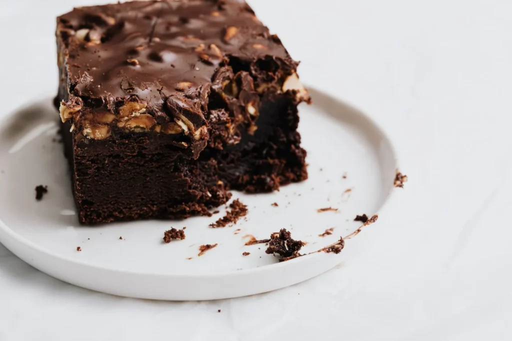 Fudgy Walnut Brownies With Chocolate Ganache