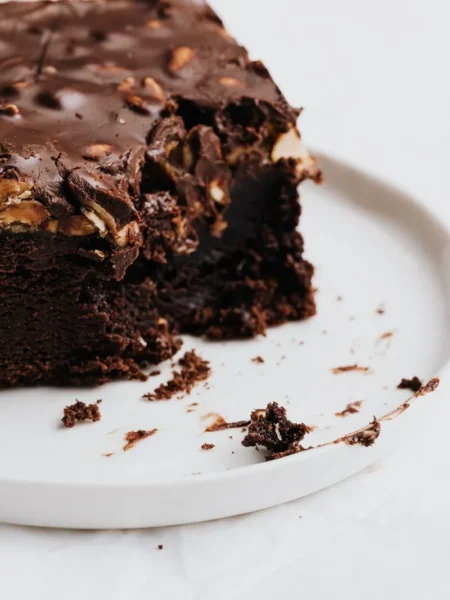 Fudgy Walnut Brownies With Chocolate Ganache
