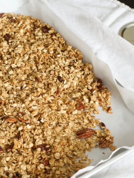 granola bar recipe with oats and honey showing golden chewy oat bars with almonds cranberries and seeds on parchment