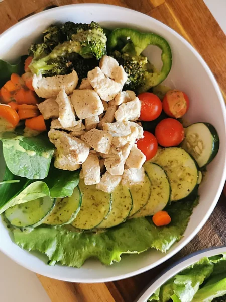 healthy chicken and vegetable bowl recipe