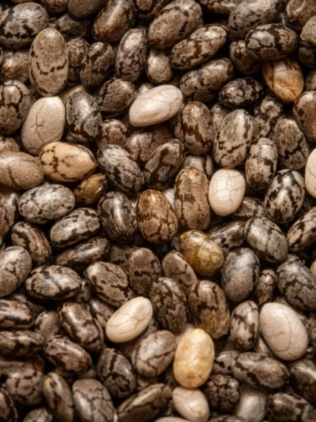 instant pot black beans recipe from dry beans showing tender black beans in broth with onion and garlic in a stoneware bowl