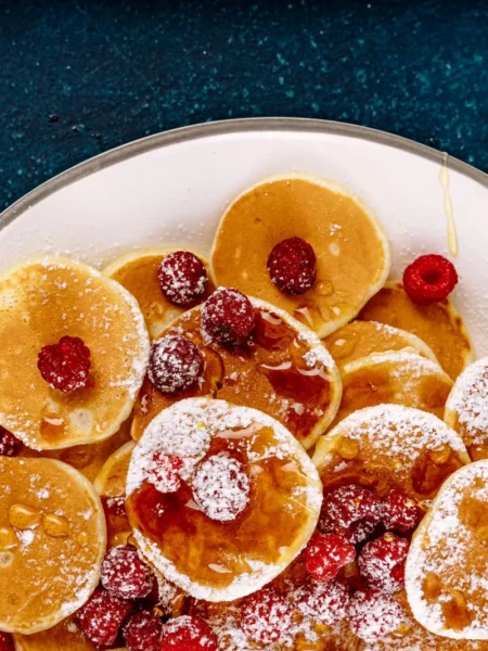 Lemon Poppy Seed Pancakes With Raspberry Coulis