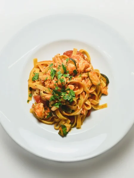Lemony Shrimp Over Zucchini