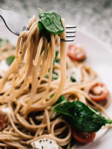 Pasta With Roasted Tomatoes Feta And Basil