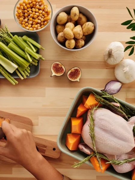 Roasted Miso Chicken With Butternut Squash And Red Onions