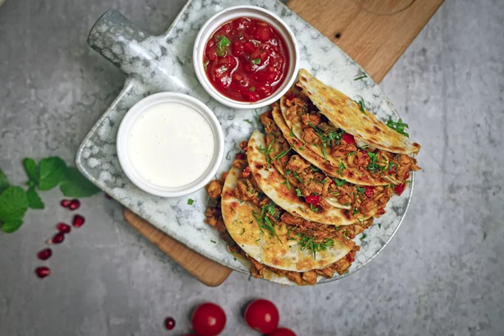 Sheet Pan Buffalo Chicken Quesadillas