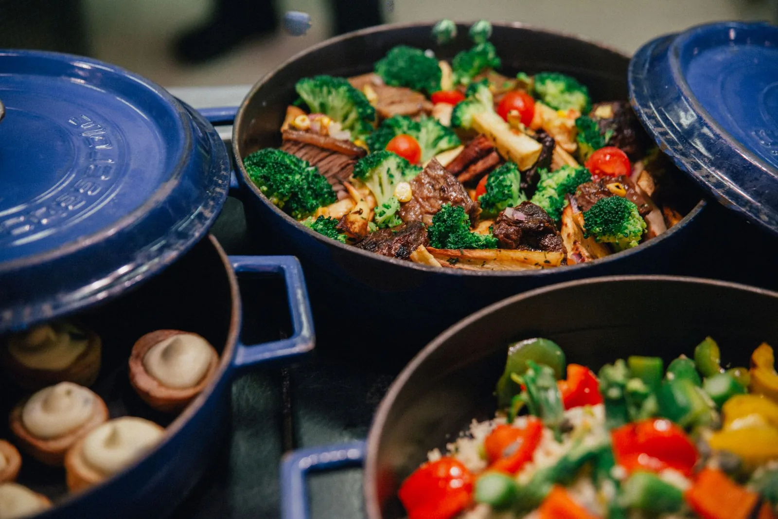 slow cooker beef and broccoli with rice in a bowl