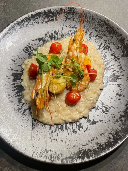 Spring Risotto With Garlic Butter Shrimp