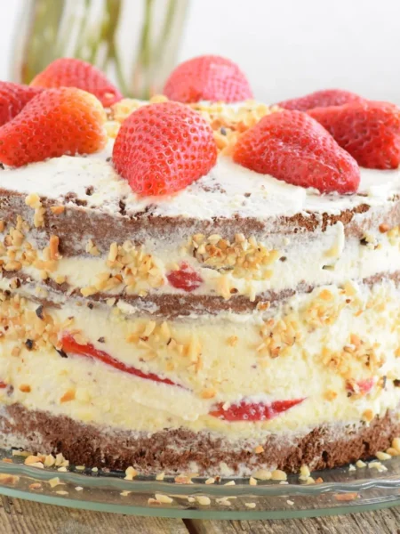 Strawberries And Cream Chocolate Cake