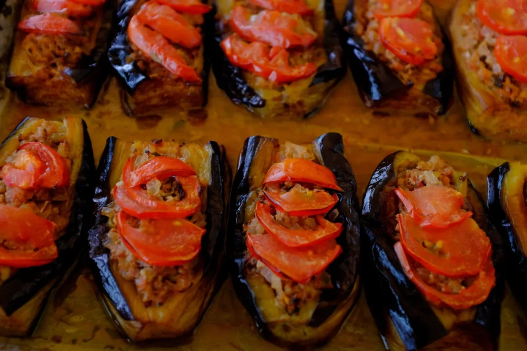 Stuffed Aubergine With Lentils
