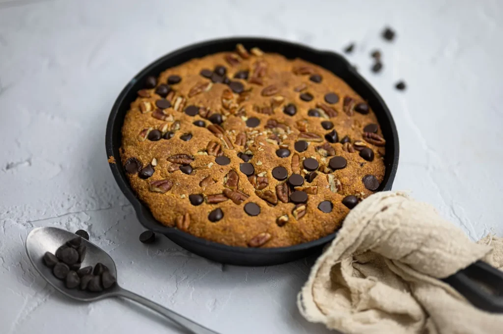 Triple Chocolate Chip Skillet Cookie