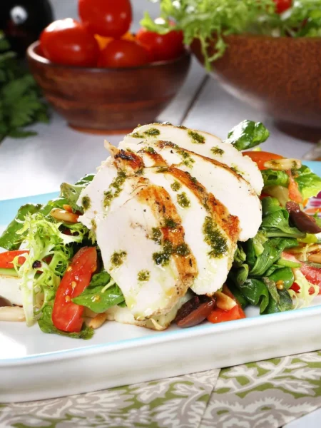 Vinegar Chicken With Crushed Olive Dressing