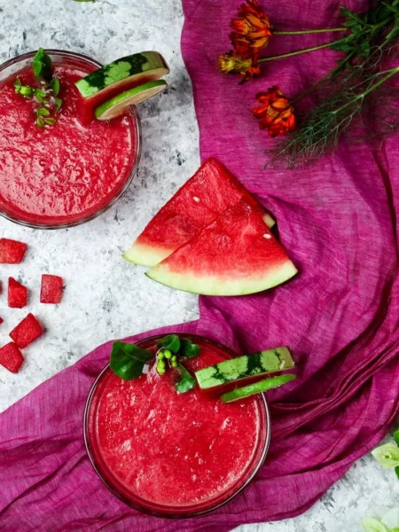 Watermelon Lime Cooler With Fresh Basil